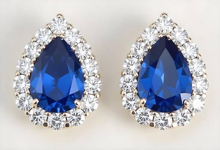 Elegant Blue Sapphire and Diamond Halo Earrings